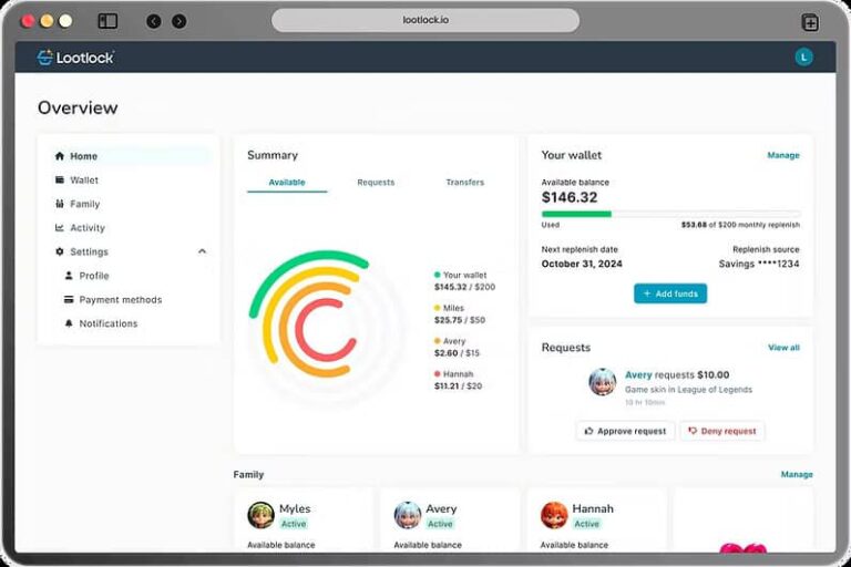 Lootlock parental controls for microtransactions