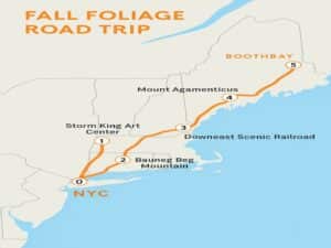 East Coast Fall Road Trip map.