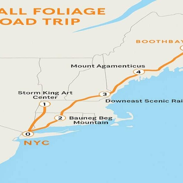 East Coast Fall Road Trip map.