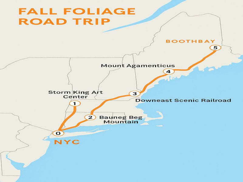 East Coast Fall Road Trip map in Oldsmobile 88