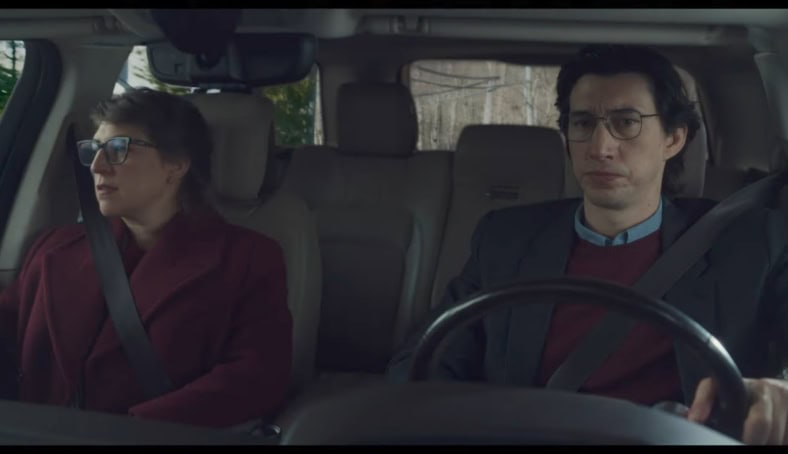 Adam Driver and Mayim Bialik in Father Mother Sister Brother