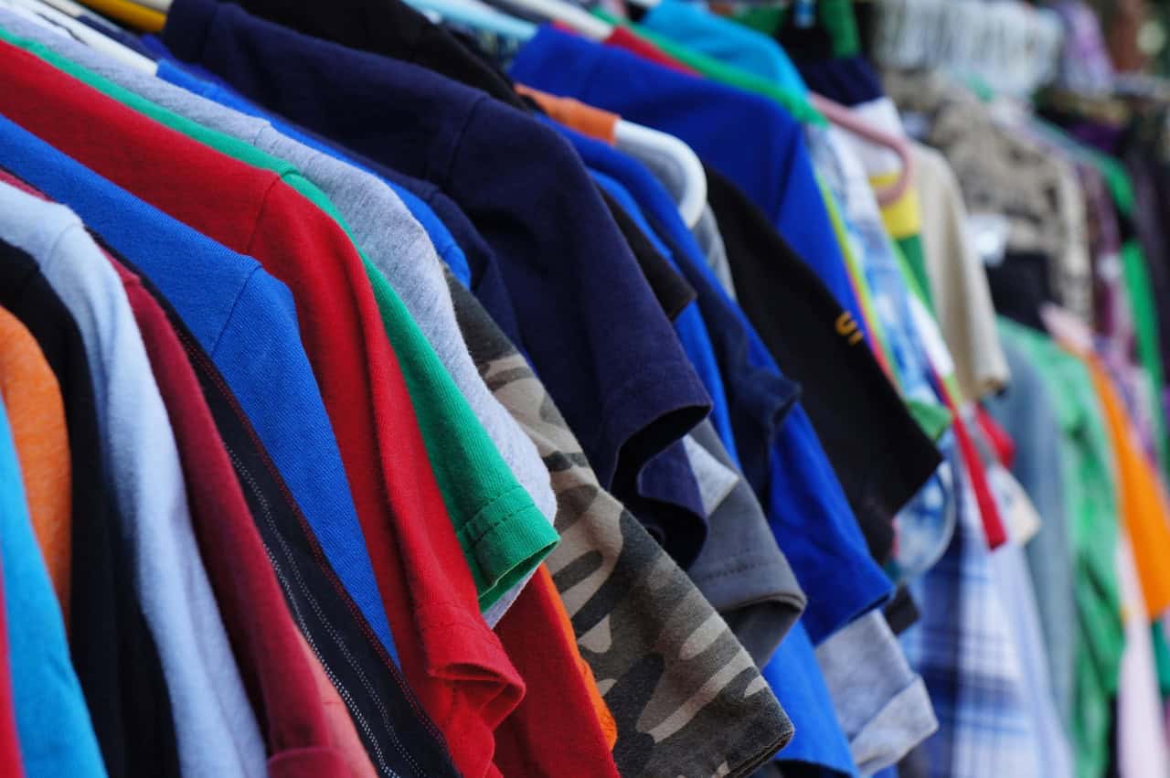 clothes, old, on hangers, rack, garage sale, colorful, used, second hand, men's, yards sale, clothing, garage sale, garage sale, garage sale, garage sale, garage sale, second hand