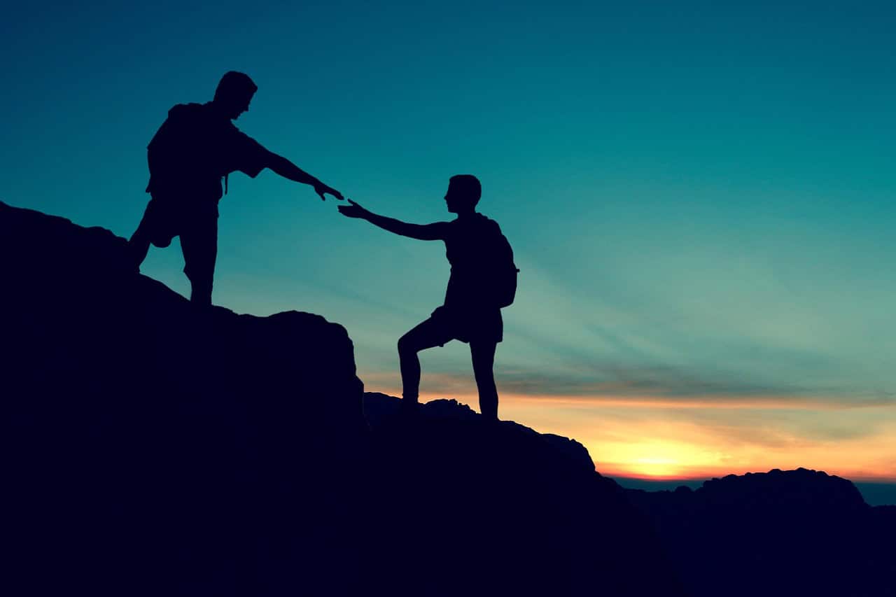 dry begging, manipulative, couple, climbing, help, nature, mountain, sunset, hiking, adventure, landscape, mountaineering, achievement, outdoor, motivation