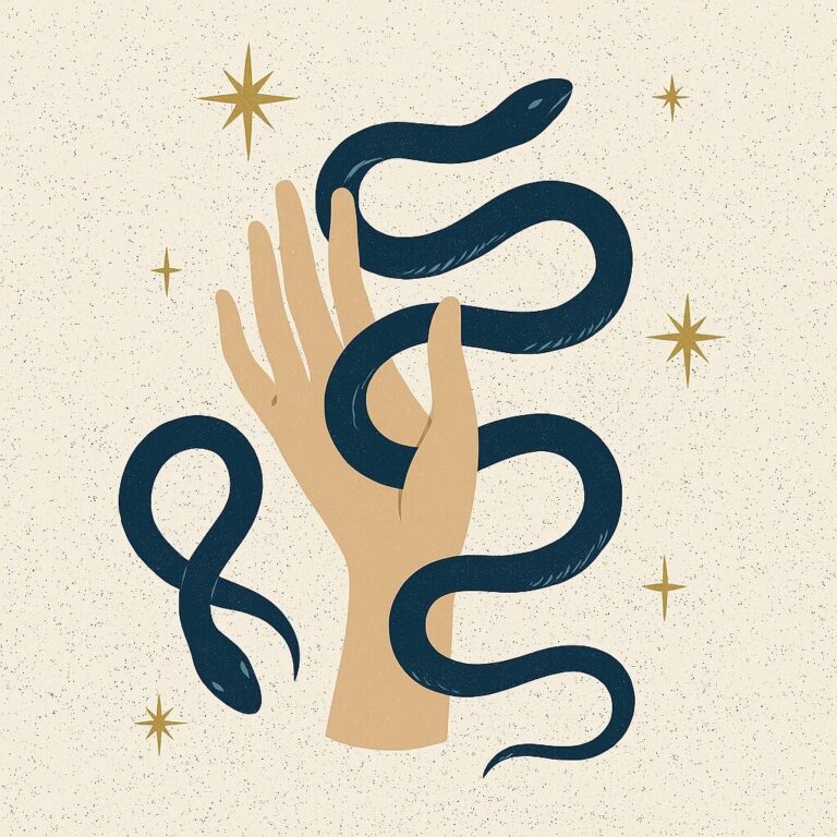 Ophiuchus, 13th sign, snakes in hands with stars.