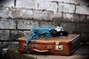 suitcase, old suitcase, nostalgia, leather, packing light, fall travel,