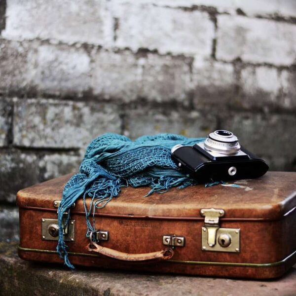 suitcase, old suitcase, nostalgia, leather, packing light, fall travel,