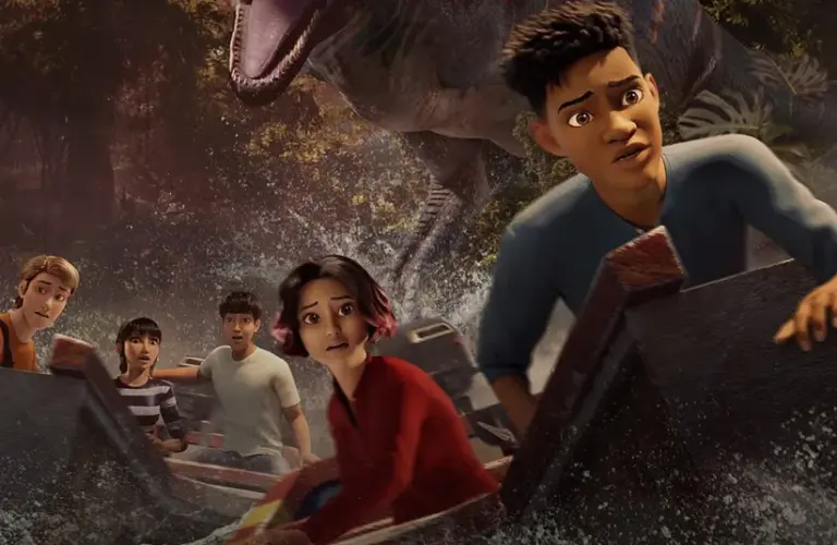 Screenshot of promotional image for Jurassic World Chaos Theory available on Netflix