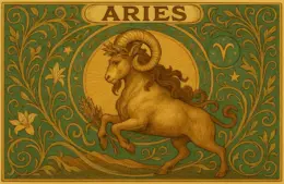 Aries zodiac horoscope sign in Art Nouveau style