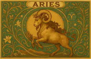 Aries zodiac horoscope sign in Art Nouveau style