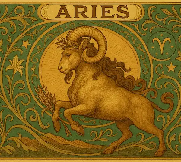 Aries zodiac horoscope sign in Art Nouveau style
