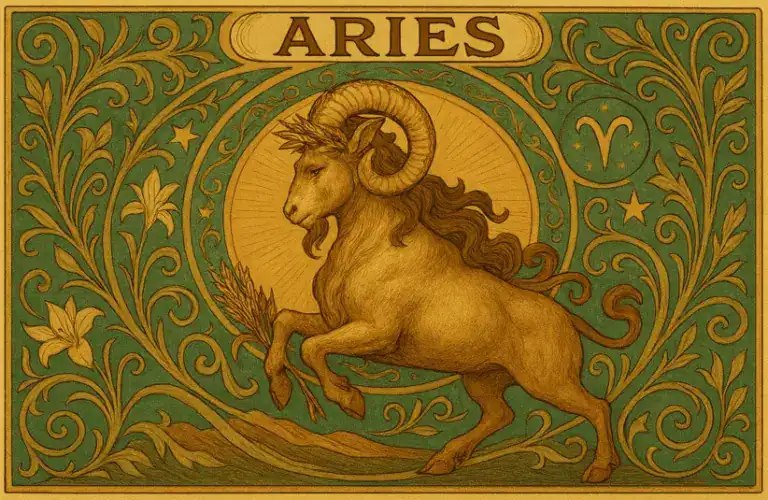 Aries zodiac horoscope sign in Art Nouveau style