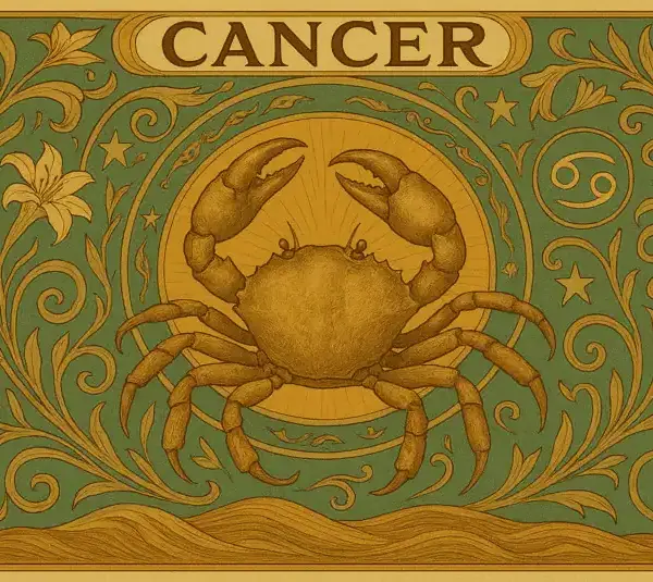Cancer zodiac horoscope sign in Art Nouveau style