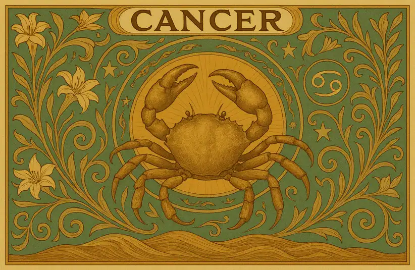 Cancer zodiac horoscope sign in Art Nouveau style