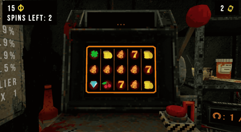 Cloverpit, gambling horror survival game, Panik Arcade, Steam, slot machine, Future Friends Games