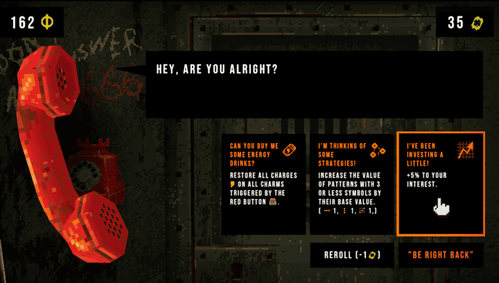 Cloverpit, gambling horror survival game, Panik Arcade, Steam, red phone, Future Friends Games