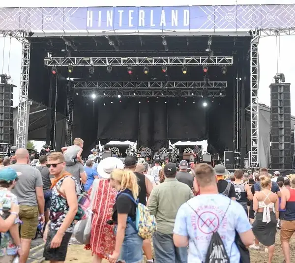 Concert-goers enjoy the music on Saturday, August 4, 2018, during the Hinterland Music Festival in St. Charles, Iowa.