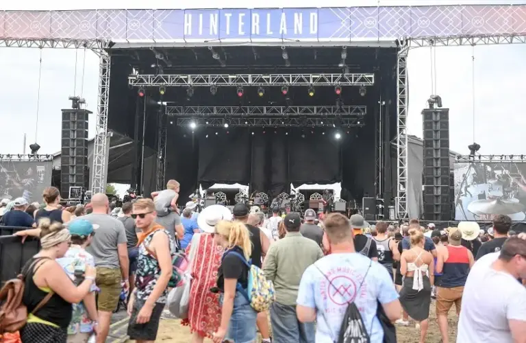 Concert-goers enjoy the music on Saturday, August 4, 2018, during the Hinterland Music Festival in St. Charles, Iowa.