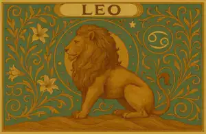 Leo zodiac horoscope sign in Art Nouveau style