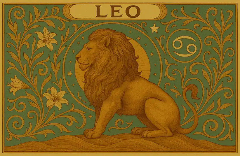 Leo zodiac horoscope sign in Art Nouveau style