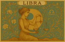 Libra zodiac horoscope sign in Art Nouveau style