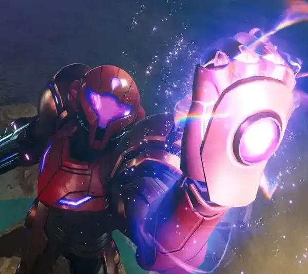 December 2025 release schedule/Metroid Prime 4: Beyond Samus holding up her left hand as it's covered in a purple energy