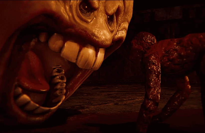 Monterey Jack, mascot horror survival game for 2026, The Cheese Man killer, first person POV, Dangerousbob Studio, Steam demo, skinned man, roaring cheese head creature