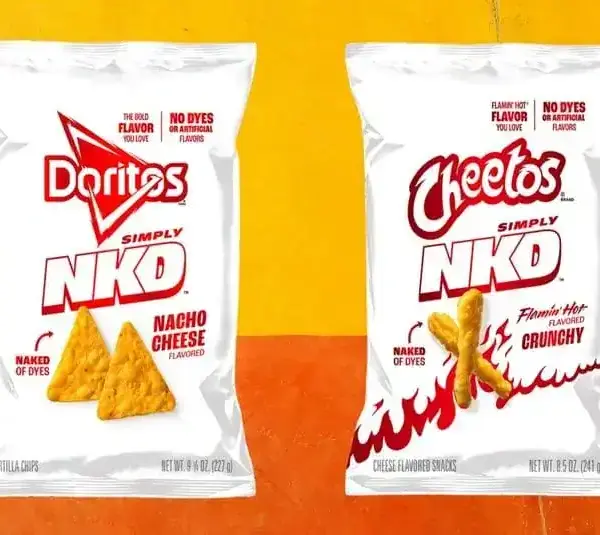 Bags of Simply NKD Nacho Cheese Doritos and Simply NKD Flamin' Hot Crunchy Cheetos
