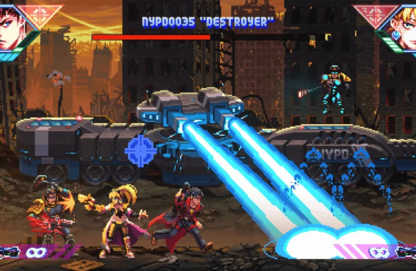 Neon Inferno, Arcade style, retro game, fast pace shooter, co-op, corrupt cops, Destroyer, NYPD0035