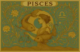 Pisces zodiac horoscope sign in Art Nouveau style