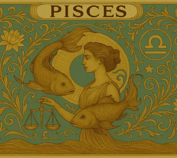 Pisces zodiac horoscope sign in Art Nouveau style
