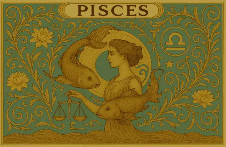 Pisces zodiac horoscope sign in Art Nouveau style