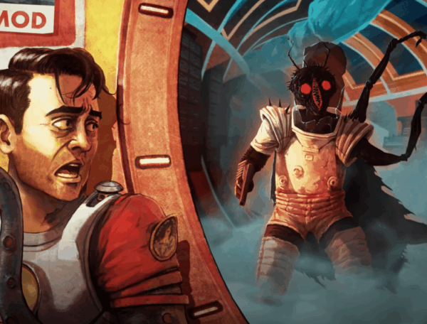 RetroSpace, disco-punk, 70s theme, survival horror, sci-fi, immersive sim, poster art