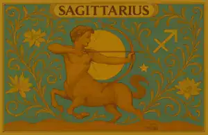 Sagittarius zodiac horoscope sign in Art Nouveau style