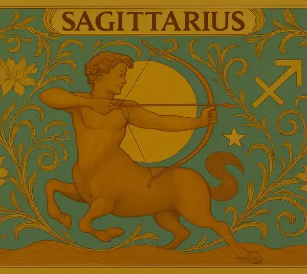Sagittarius zodiac horoscope sign in Art Nouveau style