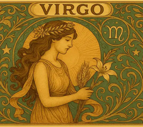 Virgo zodiac horoscope sign in Art Nouveau style
