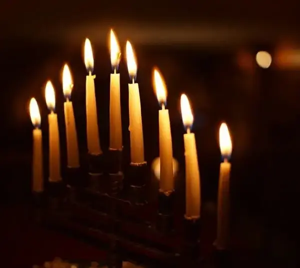 Hanukkah Menorah in the dark,