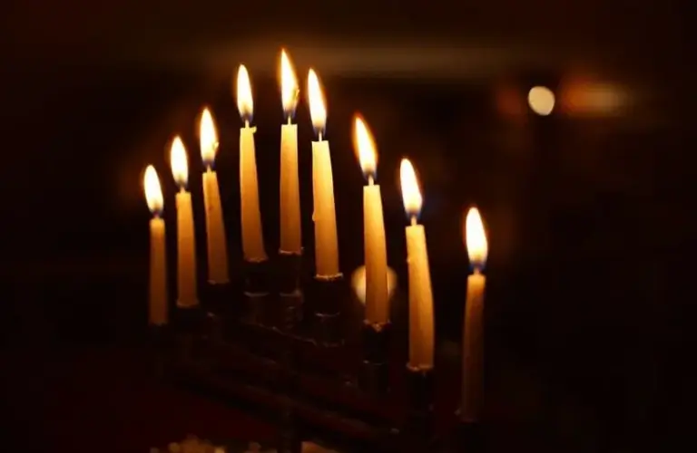 Hanukkah Menorah in the dark,
