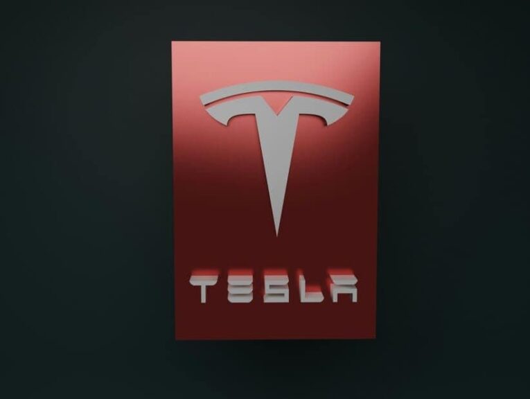 Red Tesla logo, pictured for the Emergency Drive Away software update