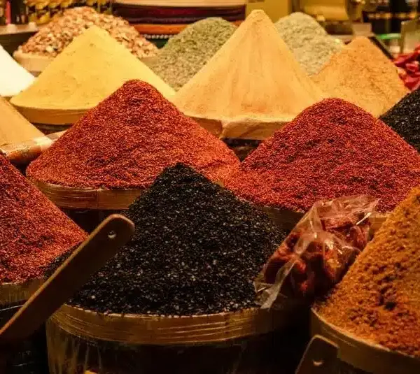 A spice market that sells sumac, among other spices.