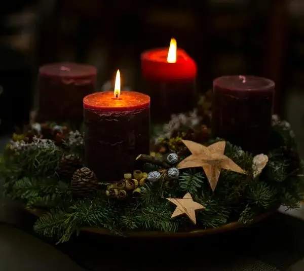 Advent candle display for the holiday season