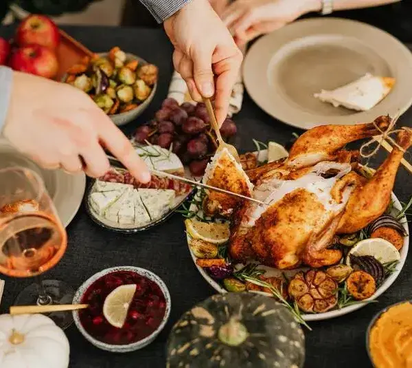 Thanksgiving table spread with some potential Thanksgiving shortcut options