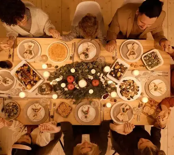 family traditions surrounding faith and religion including praying around the dinner table