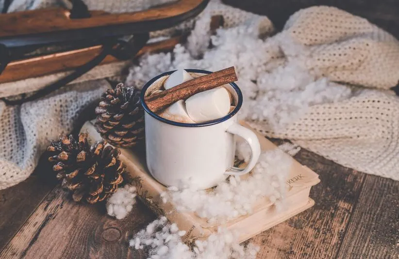 Hot chocolate in a white ceramic mug