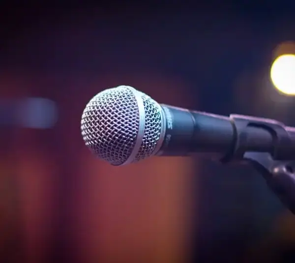A microphone used by Comedians on stage.