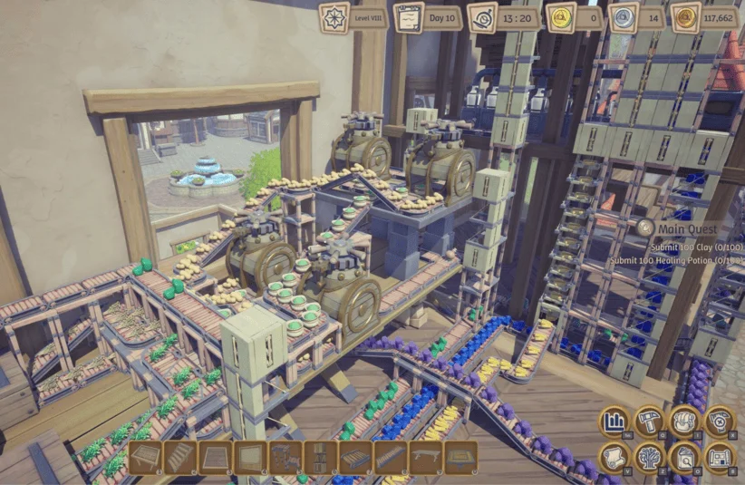 Alchemy Factor growing crops, factory simulation, Gamirror Games, mixing potions, time management, full automotive production