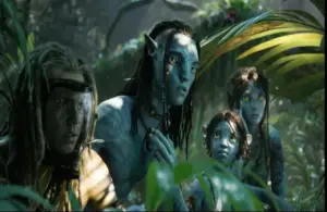 Sigourney Weaver, Jack Champion, Britain Dalton, and Trinity Jo-Li Bliss in Avatar: Fire and Ash (2025)