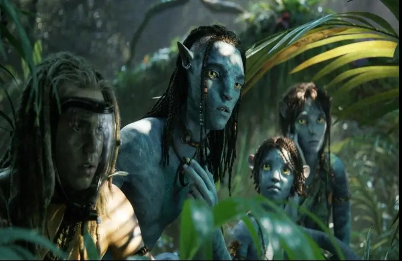 Sigourney Weaver, Jack Champion, Britain Dalton, and Trinity Jo-Li Bliss in Avatar: Fire and Ash (2025)