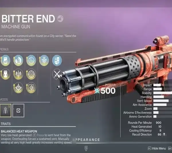 Bitter End God Roll Guide in Destiny 2