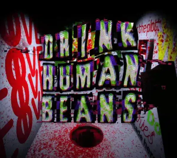 Drink Human Beans, solo dev Last Dissent, dystopian horror survival about a corportation forcing humans through a deadly job hunting trial, coffee machine is the boss AI,