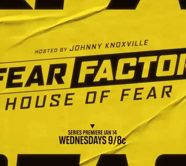 Fear Factor: House of Fear premiering Jan. 14, 2026 on Fox, streaming on Hulu, Endemol Shine North America production, hosted by Johnny Knoxville, stunts, gross acts, trauma, reality TV competition